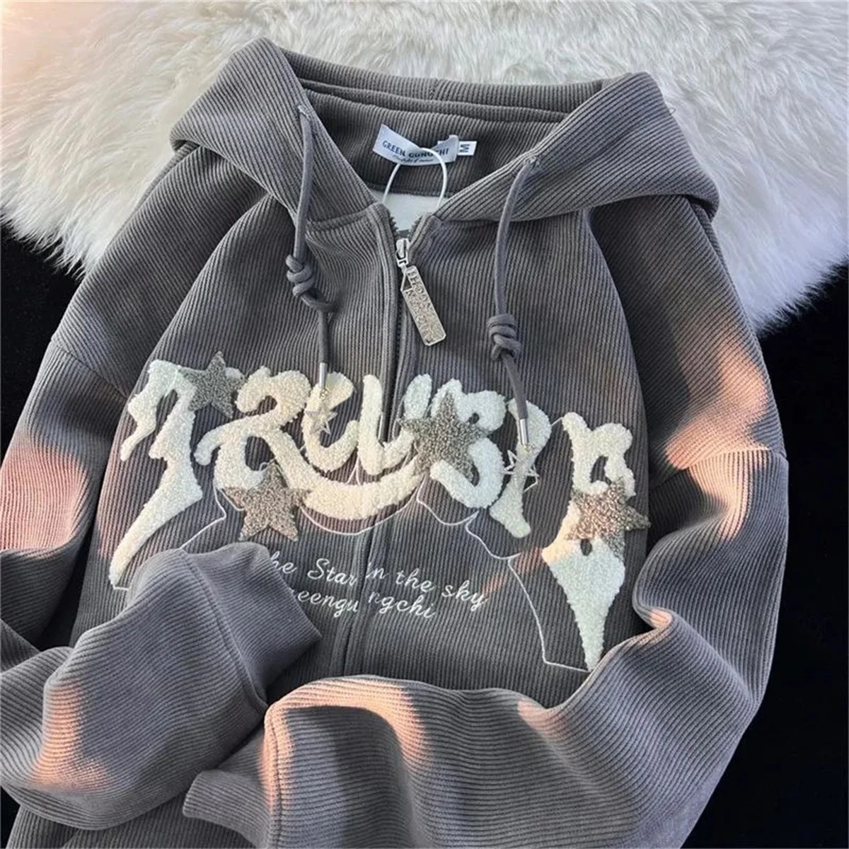 Fashion Zip Up Hoodies Women Y2K Long Sleeve 1