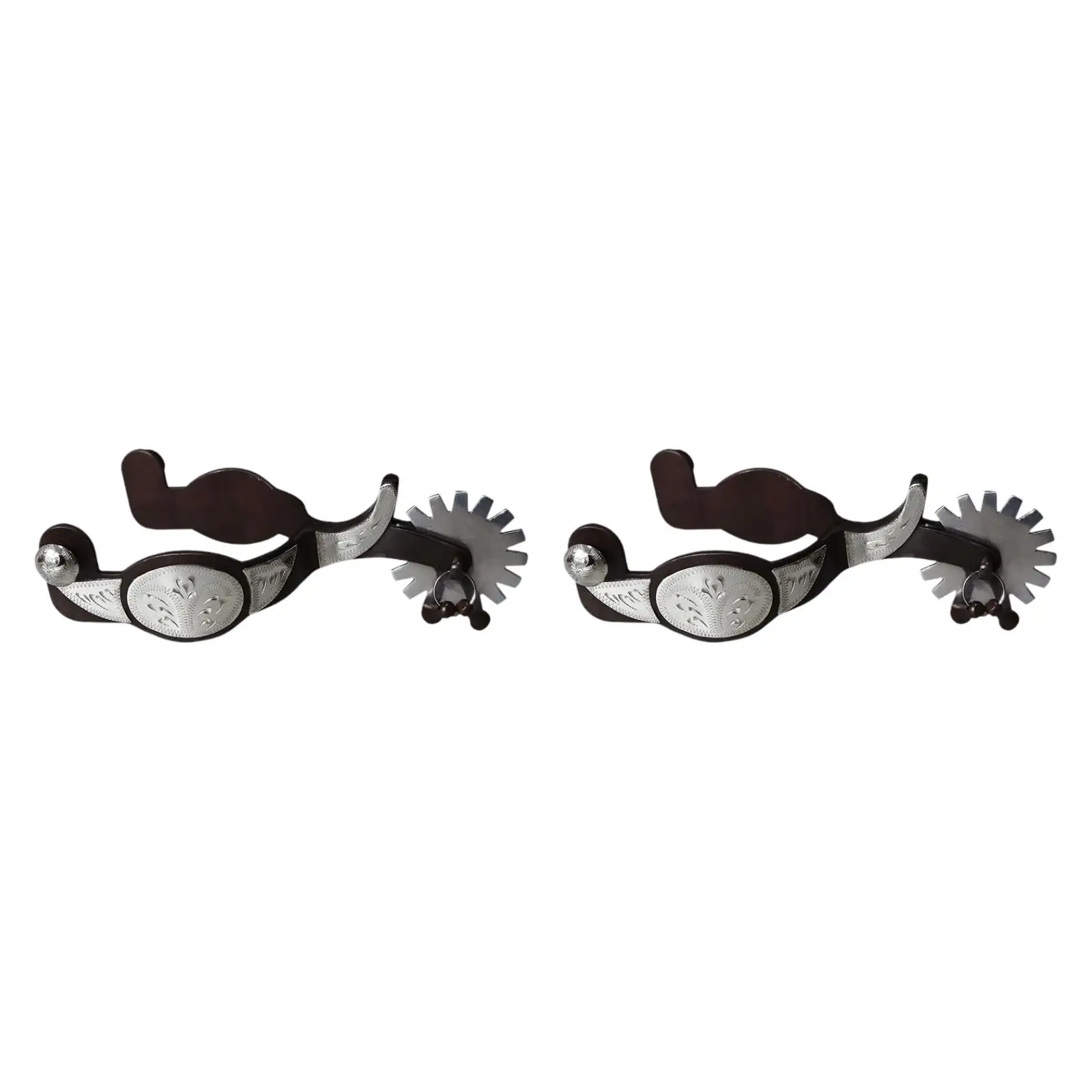 2 Pieces Western Cowboy Spur Horse Spur with Gear Decoration Carved Horse Boot Spur Retro Design for Competition Equestrian