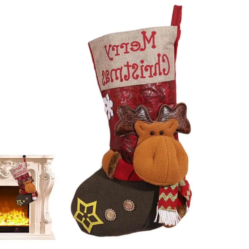 

Christmas Stockings Socks Gifts Candy Bag Elk Christmas Tree Santa Snowman Hanging Ornament New Year Christma Decorations