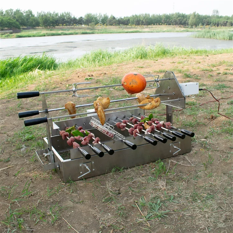 Cyprus BBQ Stainless Steel Grill Grilling Chicken Small Portable Skewers Rotisserie For Travel