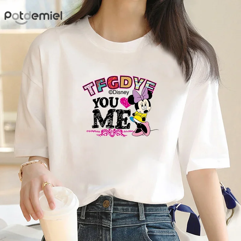 

Mickey Minnie Donald Duck Luffy Women Cotton T-shirt Personality Trend Casual T-shirt Clothing Street Women Short Sleeve Top