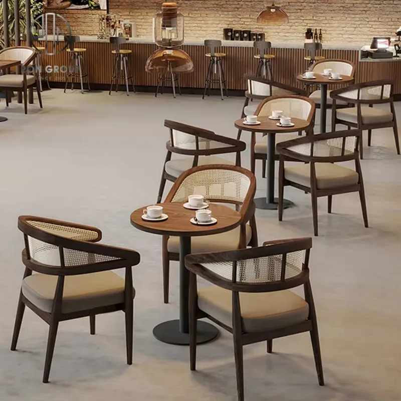 Coffee Shop Fast Food square Commercial Cafe Leather Round Wood Restaurant Bench Sofa Furniture Booth Seating Table Chair Set