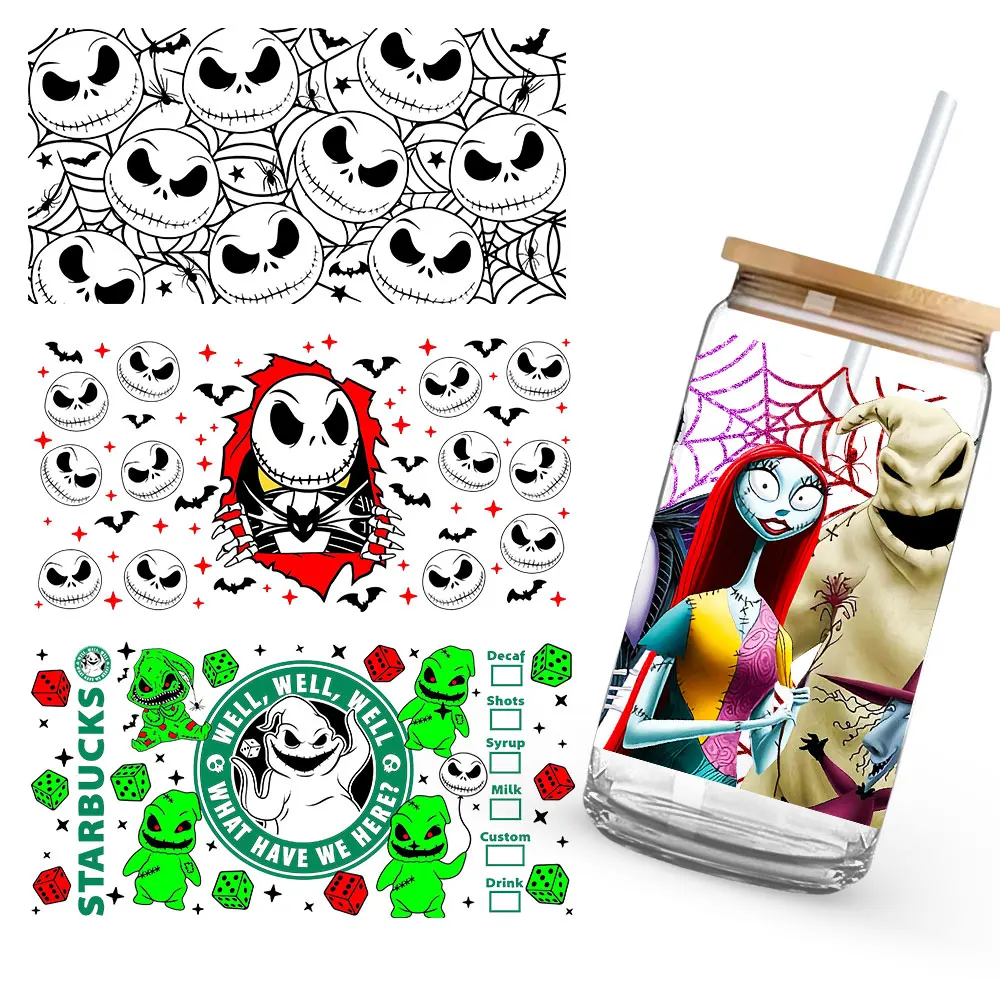Peace Love Halloween Trick Treat Nightmare Before Christmas DTF Cup Wraps Film Self-adhesive Quirky Cup Decorations cup wraps
