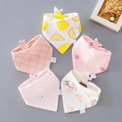 5PCS/LOT New Baby Bibs Triangle Double Cotton Bibs Cartoon Print Saliva Towel Baby Boys Girls Feeding Apron Cotton Bandana Bibs accessoriesdoll baby accessories Baby Accessories