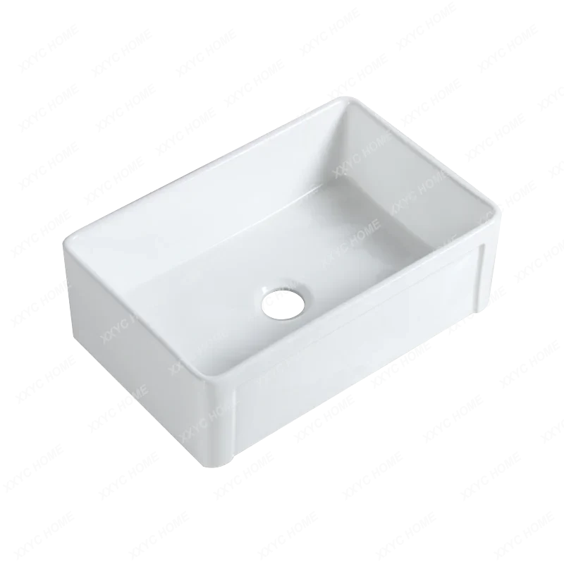 

Ceramic sink single trough under the table basin imported kitchen household embedded large integrated sink.