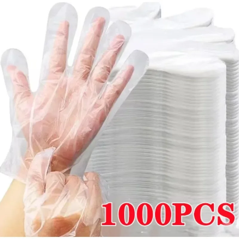 Transparent Disposable Gloves Plastic Waterproof Gloves for Kitchen Restaurant Fried Chicken BBQ Disposable Tableware 1000PCS disposable gloves disposable nitrile gloves vinyl disposable gloves disposable plastic gloves