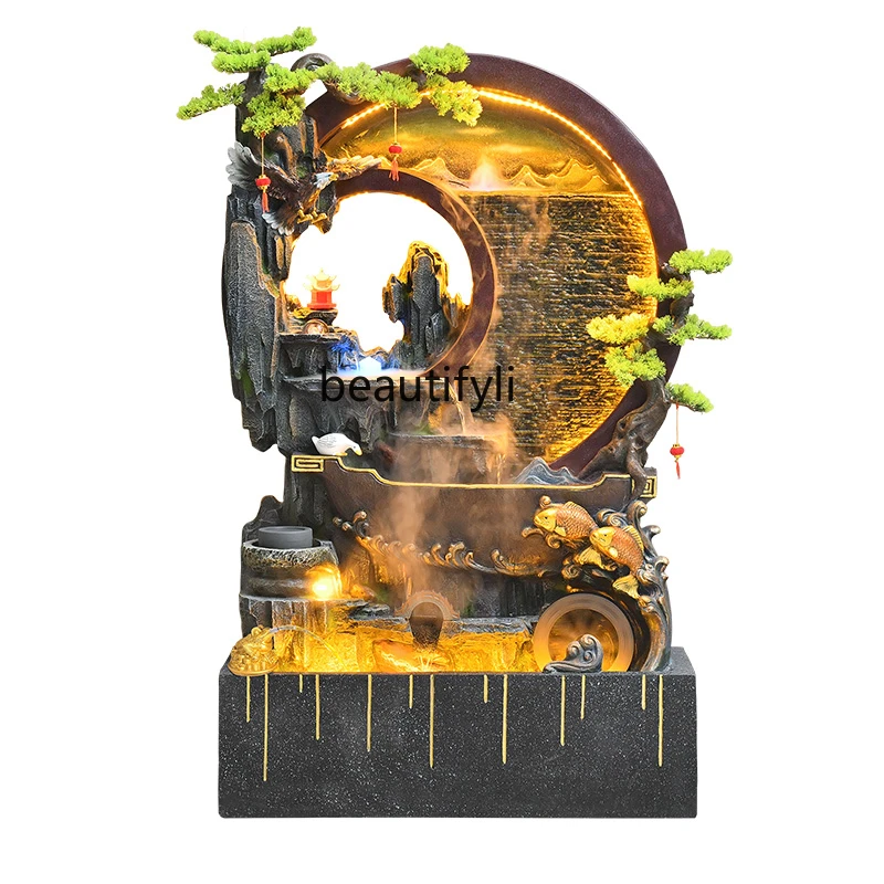 

Water Curtain Wall Flowing Water Hallway Screen Living Room and Hotel Company Front Desk Decoration Rockery