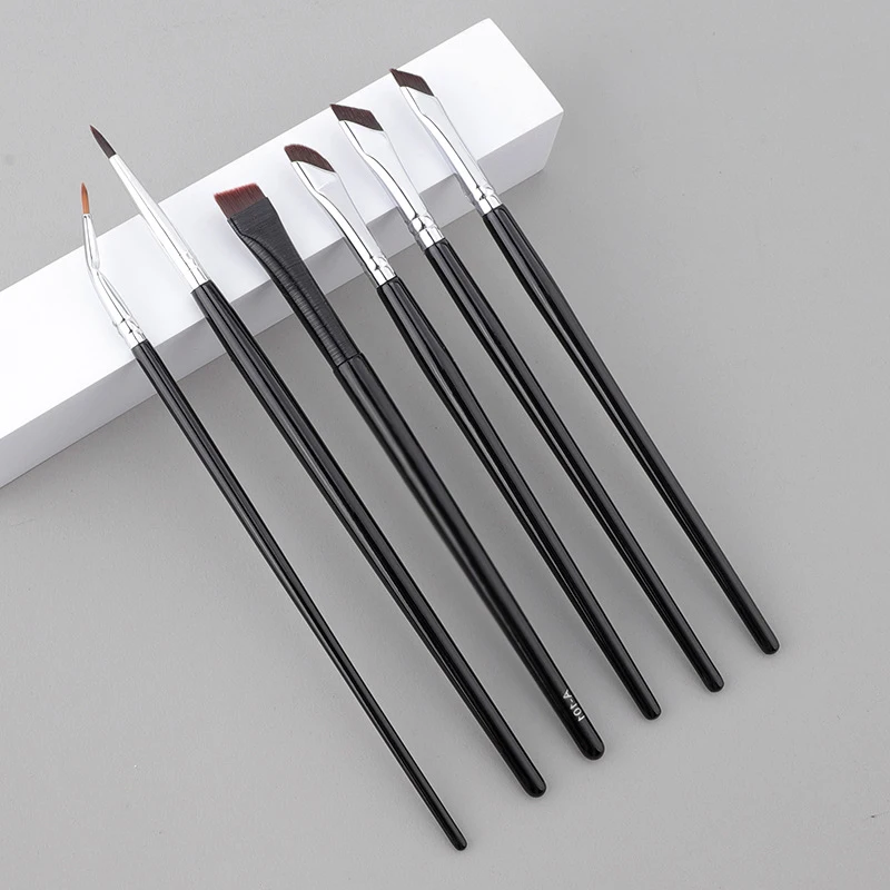 6PC Upgrade Blade Eyeliner Brush Ultra Thin Fine Angle Flat Eyebrow Brush Below The Eyelid Liner Contour Detail Makeup Brush Kit