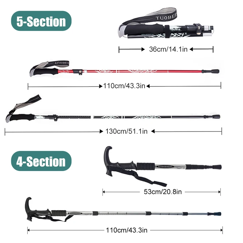 5-Section Portable Hiking Pole 5