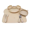 Baby Dinner Plate Compartment Plate Suction Cup with Bear Placemat Bear Bowl Children's Supplementary Tableware 4