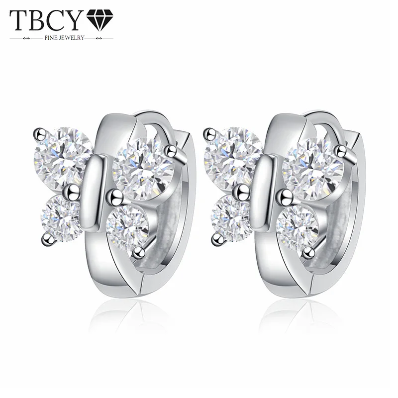 

TBCYD 1.6cttw D Color Moissanite Hoop Earrings For Women S925 Silver Butterfly Shape Hoops Ear Clasps New In Fine Jewelry Gifts