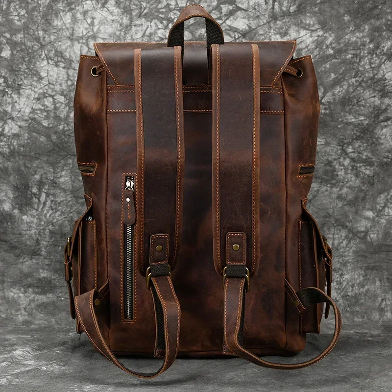 Genuine Leather Laptop Backpack for Men 17 Inch