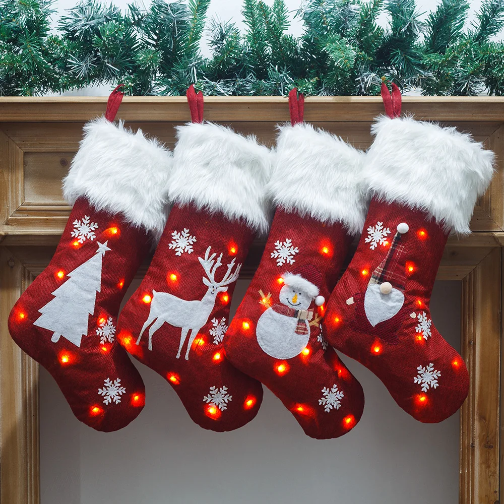 

Christmas Stockings Sack Xmas Gift Candy Bag Noel Christmas Decorations for Home Navidad 2022 New Year Sock Christmas Tree Decor