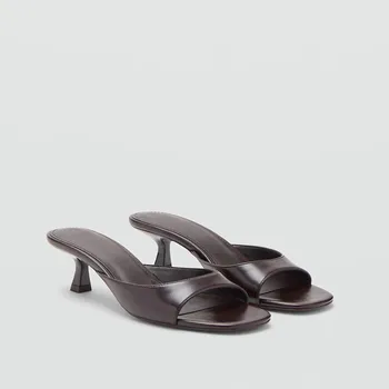 *Fashionable Sexy and Comfortable Casual Slippers for Women Summer New Hot Selling Square Toe Elegant High-heeled Slippers 1