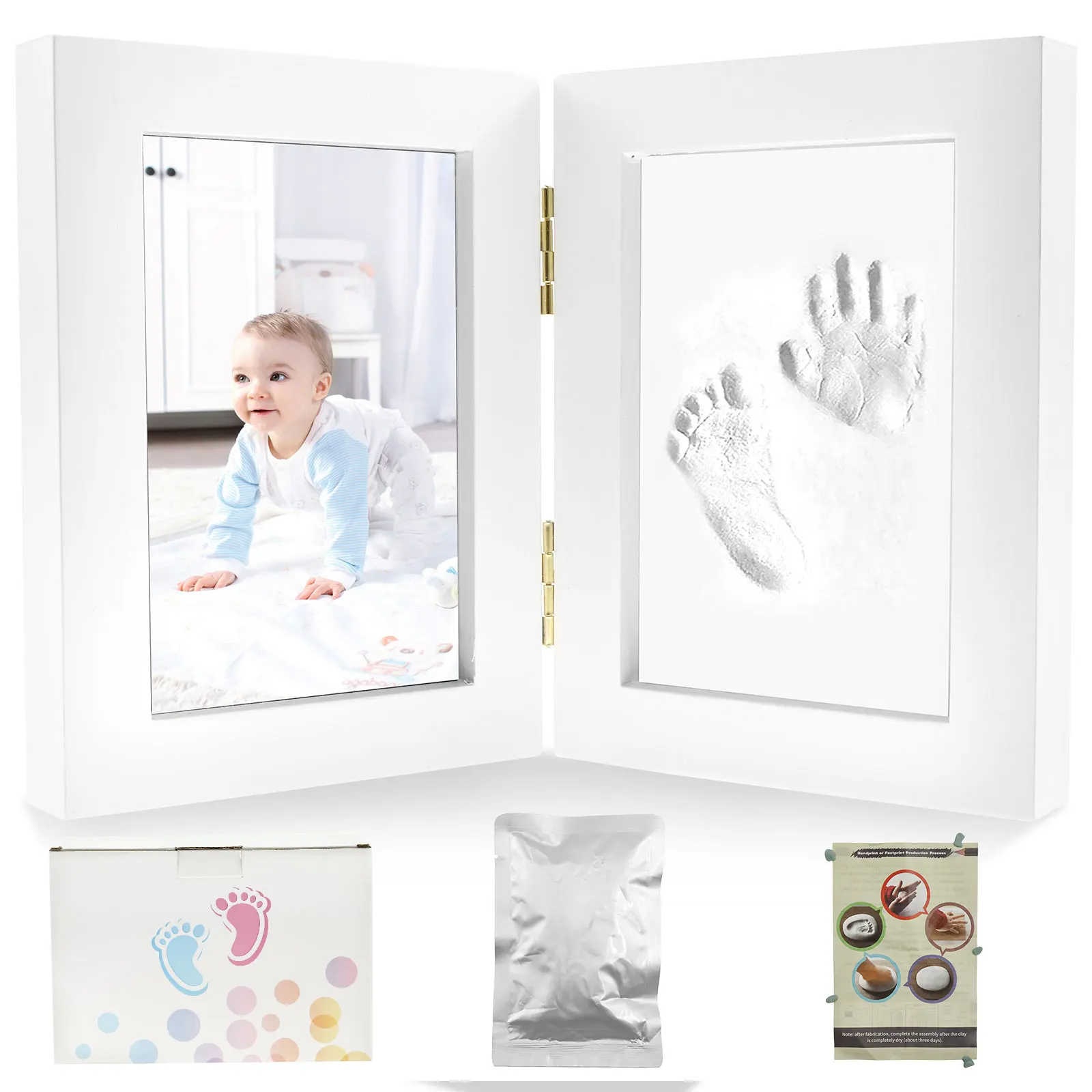 Baby Hands and Footprints Clay Photo Frame Baby Hand and Footprints Kit Gifts for Boys Girls