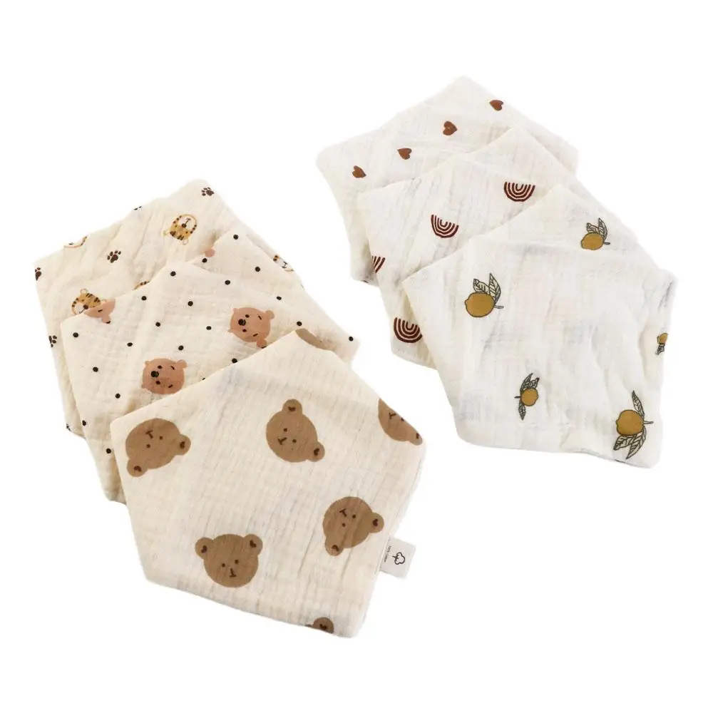 Adjustable Printing Baby Muslin Bibs Snap Button Cotton Saliva Towel Solid Color Ruffle Burp Cloths Toddler