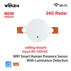 ZigBee WiFi Human Presence Sensor with Luminance and Distance Detection for Smart Home Automation (Ceiling Wifi 24G)