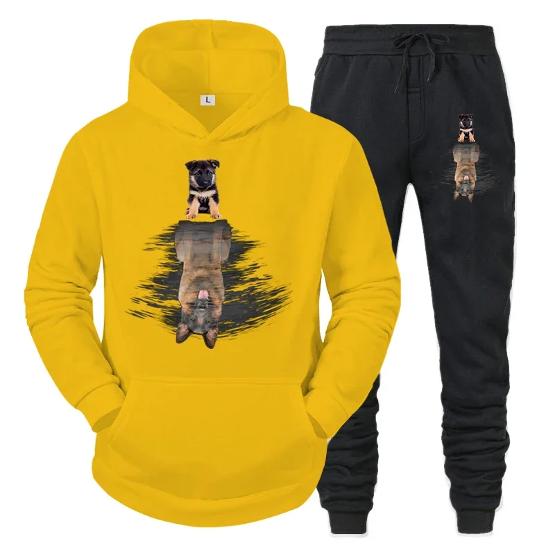 thumbnail image 1 of Chándal para hombre con estampado divertido de perro, ropa deportiva para correr, sudadera con capucha y pantalón de moda, conjunto de 2 piezas para amantes de los perros y animales, conjunto deportiv, 1 of 5