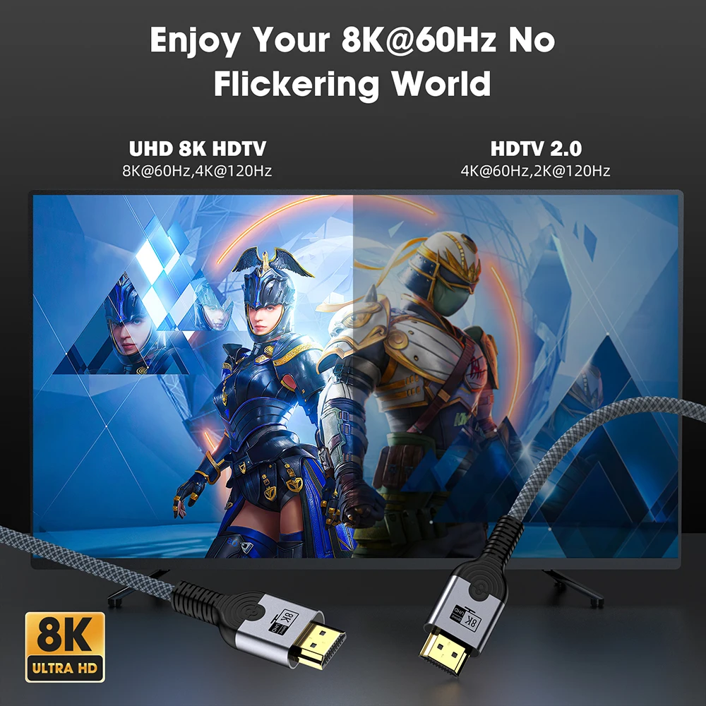 8K HDMI 호환 2.1 케이블 고속 48Gbps 동적 HDR 8K/60Hz 4K/120Hz UHD 초고화질 비디오 케이블 HDTV용 3m 5m