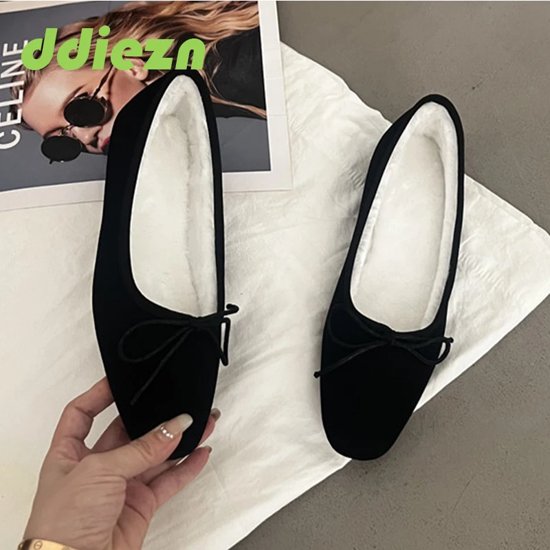 

Женские туфли на плоской подошве, с теплым мехом