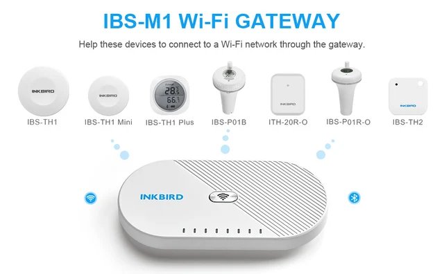 Inkbird-スマートWi-Fiゲートウェイ,Bluetoothサポート,IBS-TH1 Inkbird-スマートWi-Fiゲートウェイ,Bluetoothサポート,IBS-TH1
