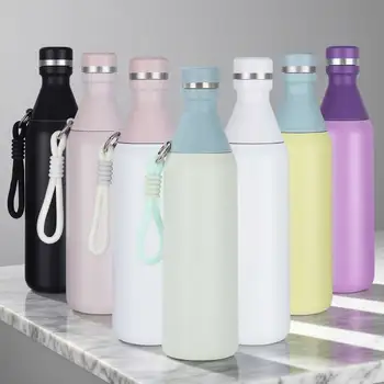 Stainless Steel Water Bottle 500ml Screw Lid Vacuum Insulated Sports Flask Leak Proof Small for School Travel