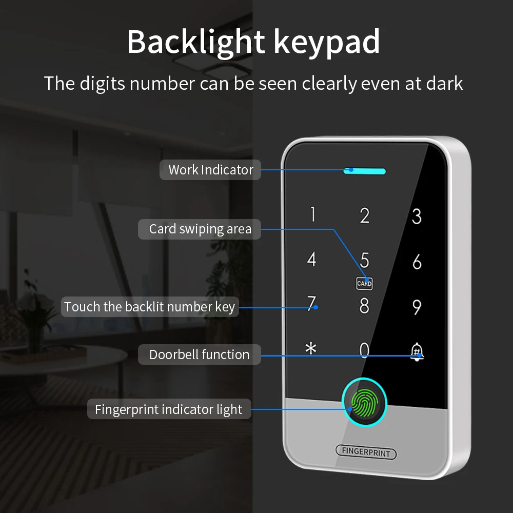 Outdoor NFC Tuya Fingerprint Access Control Keypad IP67 Waterproof RFID 125Khz & 13.56MHz IC Biometrics Door Opener with Gateway