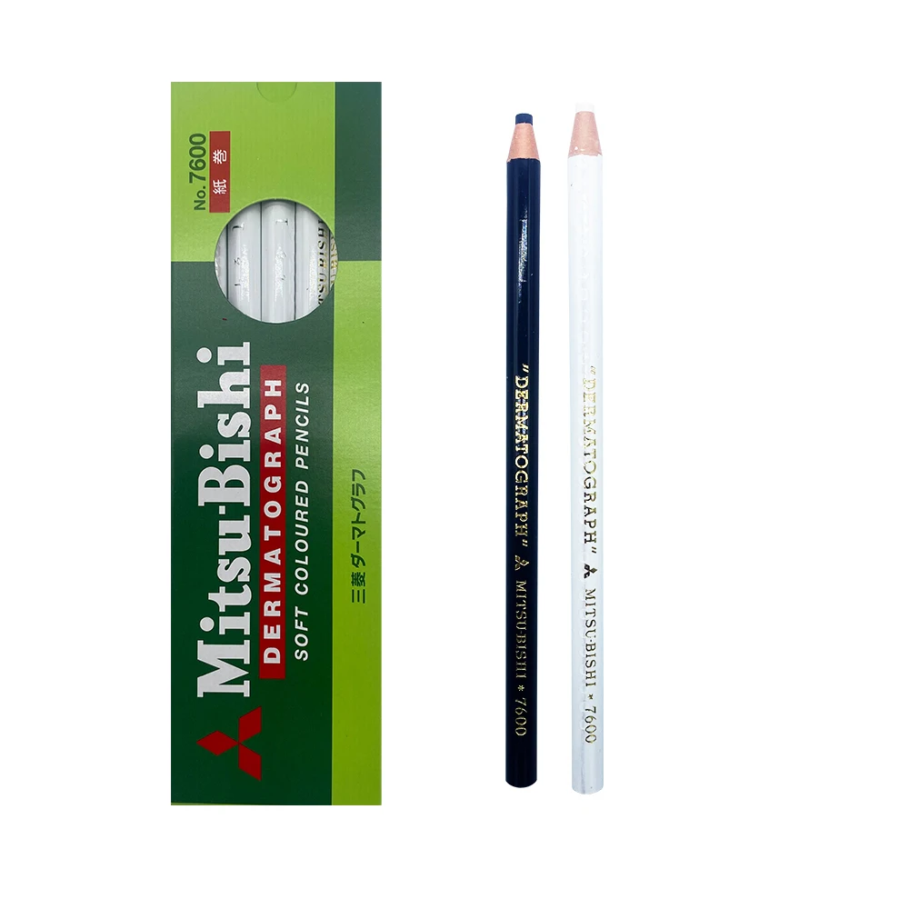 

12Pcs/lot Japan Black Pencil Colored Pencil Dermatograph K7600 Oil-Based Paper Wrapped for Tattoo Eyebrow Marker Paint Pencil