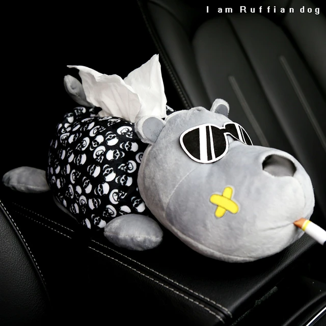 Cool Dog Car Tissue Box Holder for Car Armrest Box PP Cotton