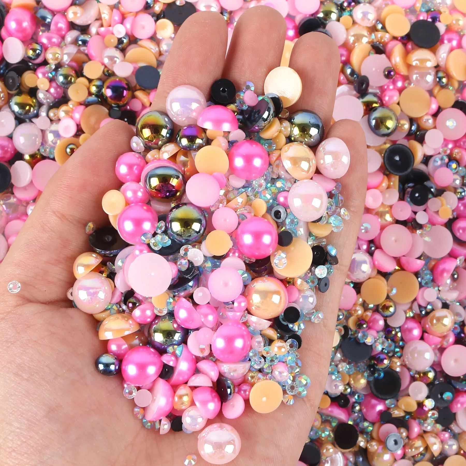 Mixed Size Flatback Pearls And Rhinestone 3mm-10mm AB Color
