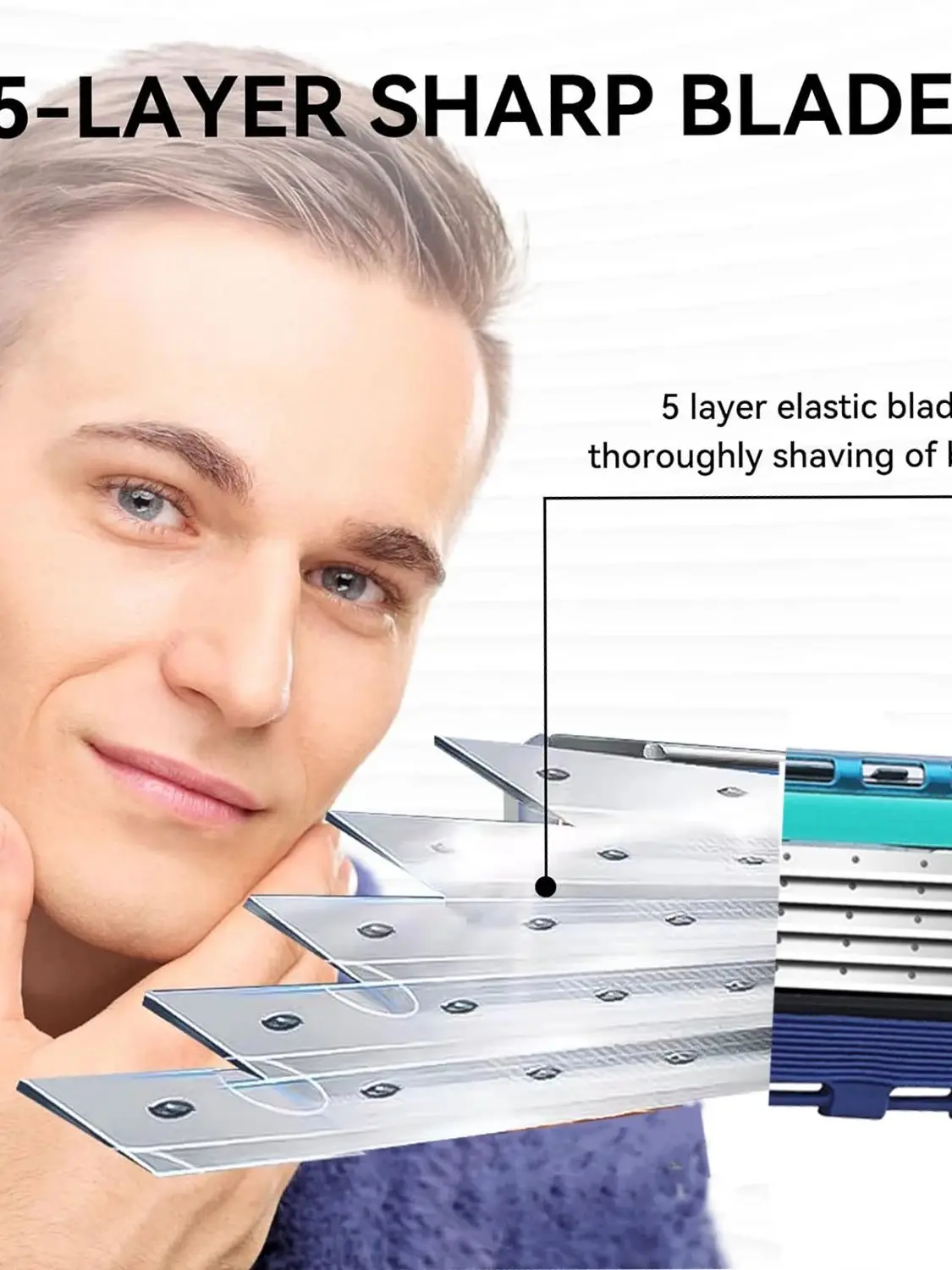 Razor Blades 4-12pcs 5-layer Replacement For Men Shavers Shaving Safety Skin Protection Reusable