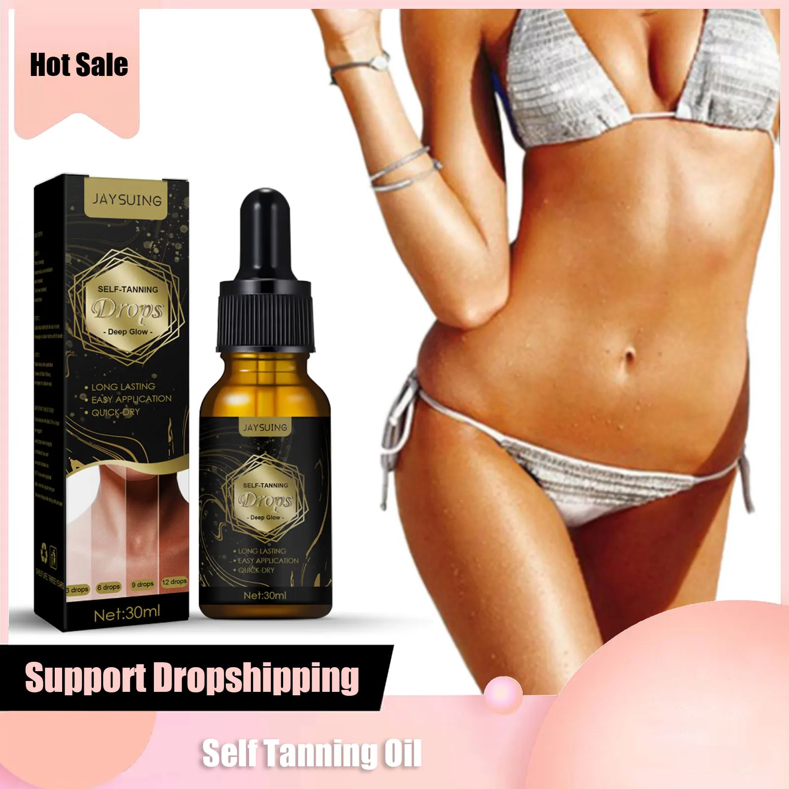 Self Tanning Drops Fake Tan Sunless Tanner Quickly Body Bronzer Moisturizing Nourishing Solarium Bronzing Suntan Oil 30ml/60ml