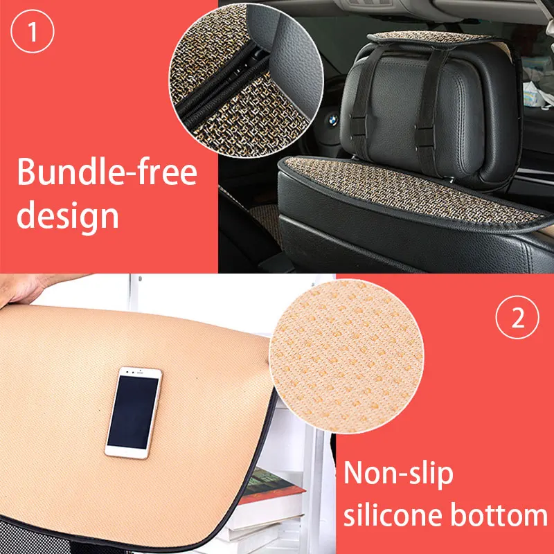 SEAMETAL Linen Car Seat Cover Four Season Universal Seat Covers Anti Slip Pad Protector Mat Summer Breathable Auto Seats Covers