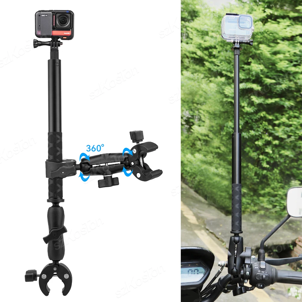 Vara Panorâmica de Selfie para Motocicleta Montagem Monopé Suporte do Guidão para Insta360 One x2 x3 Gopro Hero 12 11 Acessório de Bicicleta - Image 2