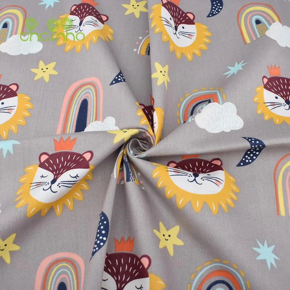 Chainho,Printed Twill Weave Cotton Fabric,DIY Sewing Quilting Material,Patchwork Cloth,6 Designs Cartoon Series,2 Sizes,15C142