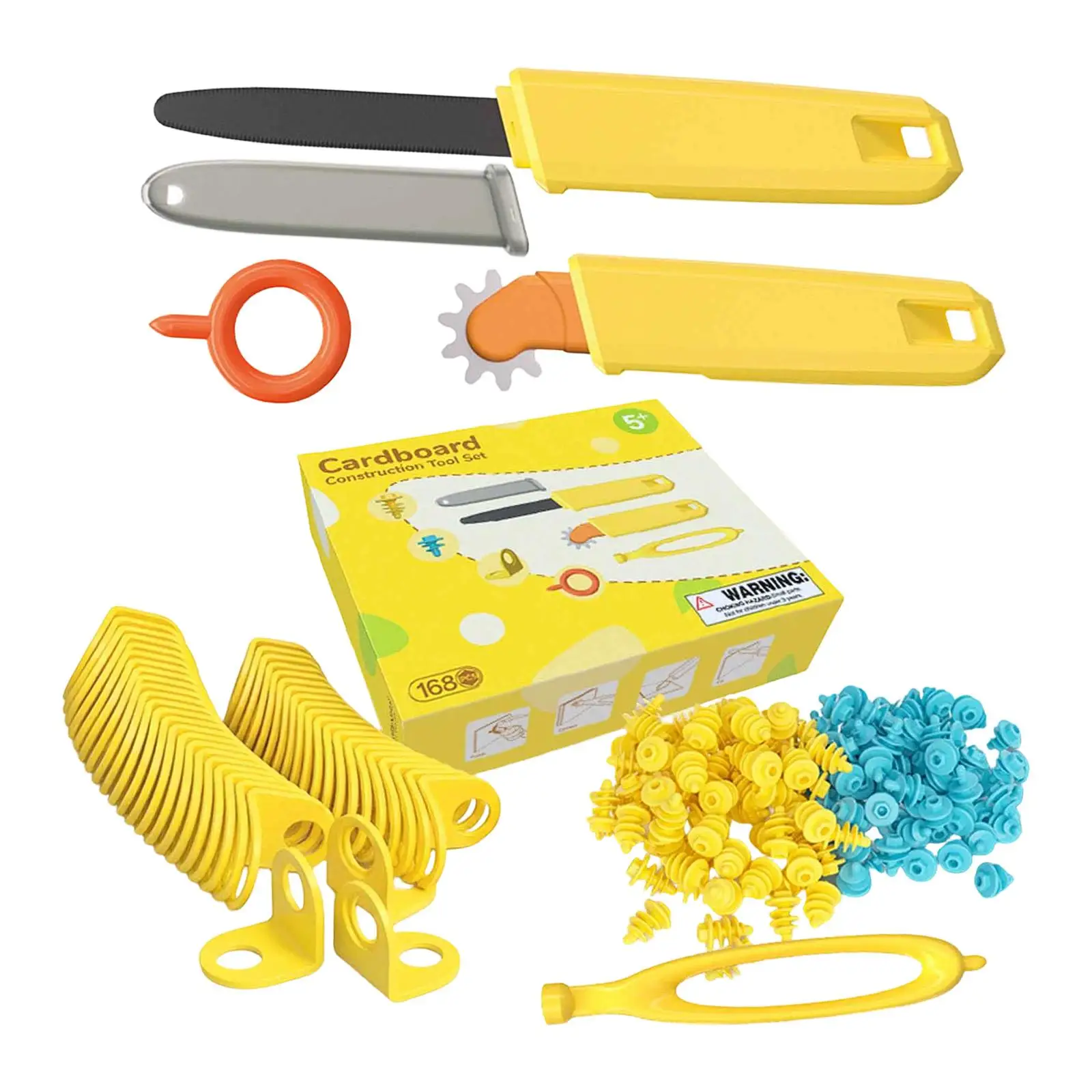 168x 골판지 건설 도구 키트 파티 선물 창의력 재사용 가능한 드라이버 선물 어린이 소년 소녀 학교용 조립 세트