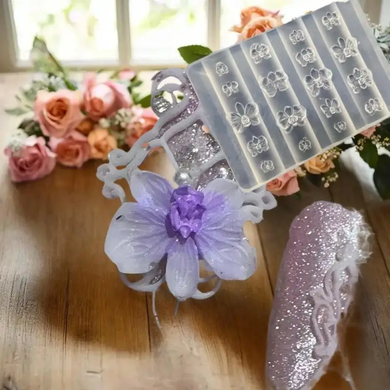 1PC 팔레놉시스 꽃 실리콘 네일 몰드 DIY 달콤한 나비 난초 꽃 디자인 매니큐어 템플릿 조각 네일 아트 몰드 도구