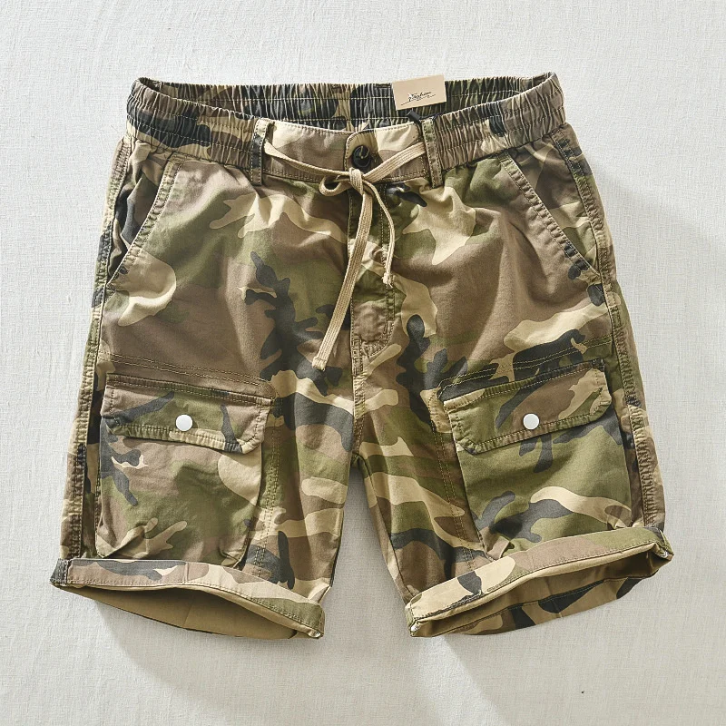 Men's Outdoor Travel Camouflage Shorts Summer Japanese Harajuku Hip Hop Modis Cargo Shorts Male Loose Joggers Beach Capris Pants 2