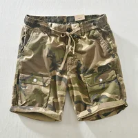 Men's Outdoor Travel Camouflage Shorts Summer Japanese Harajuku Hip Hop Modis Cargo Shorts Male Loose Joggers Beach Capris Pants 2