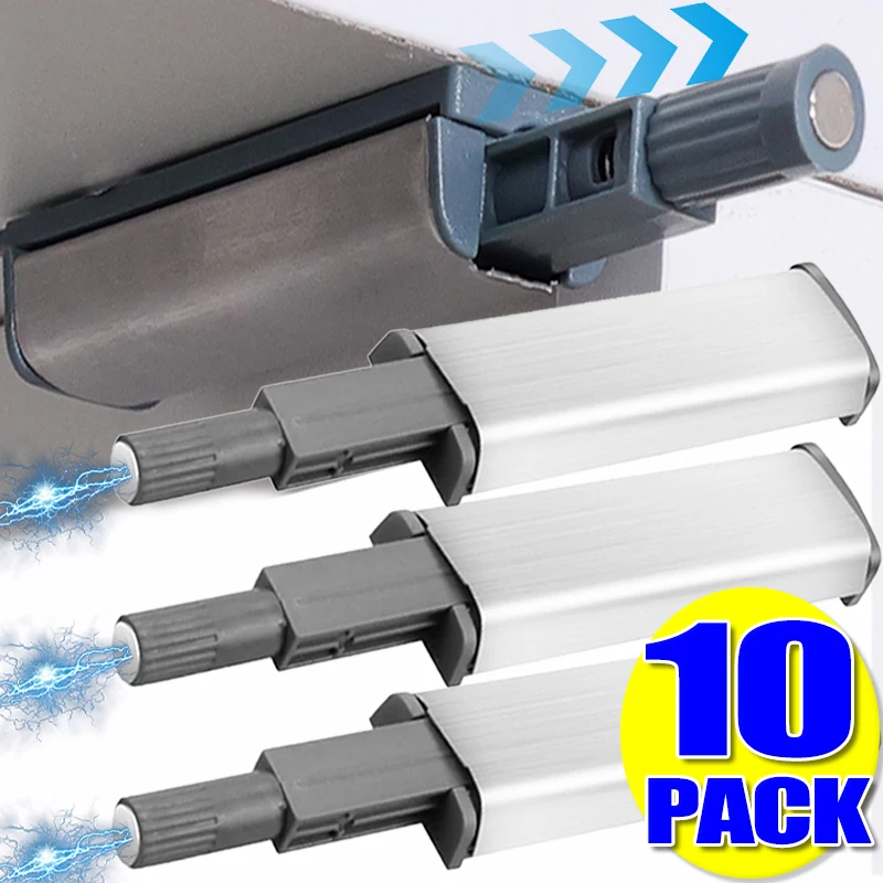 10/1Pack Magnetic Bouncer Catch Stainless Steel Push Latches Touch Damper Bumper for Cabinets Closet Door Catch Closer Hardware