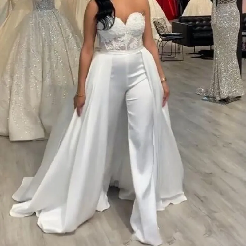 

Gorgeous White Prom Dressese Sweetheart Sleeveless Long Skirt Evening Party Wear Woman Removable Skirts Custom Jupe Femme Faldas