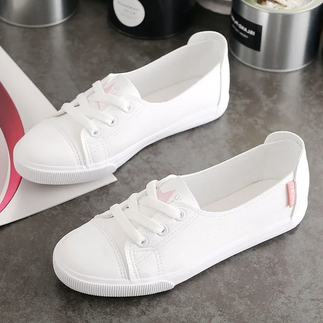 Comemore Comfortable Women s Casual Flat White Lace-up Shoes Summer Vulcanized Sneakers Ladies Light Soft Shallow Mouth Loafers