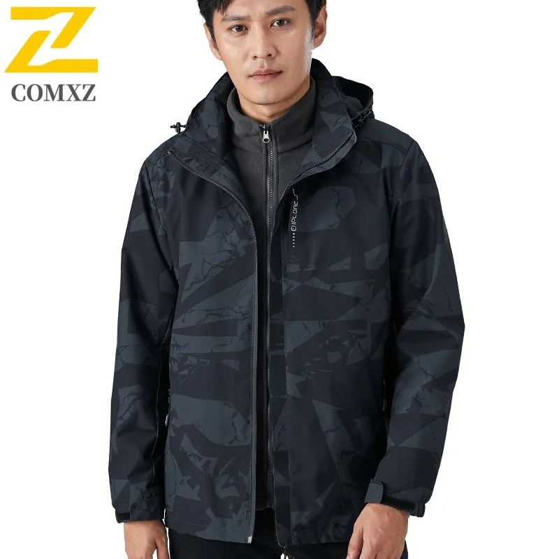 COMXZ Men Winter Jackets Thickened Outdoor Ski Wind Resistant Warm Parka Minimalist Hooded Lightweight Cold Proof Outerwear