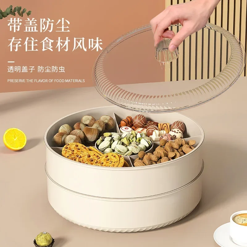 Fruit Plate Dried Fruit Tray Light Creative Food Grade Double Layer Storage Box Lid Household Snack Candy Dried