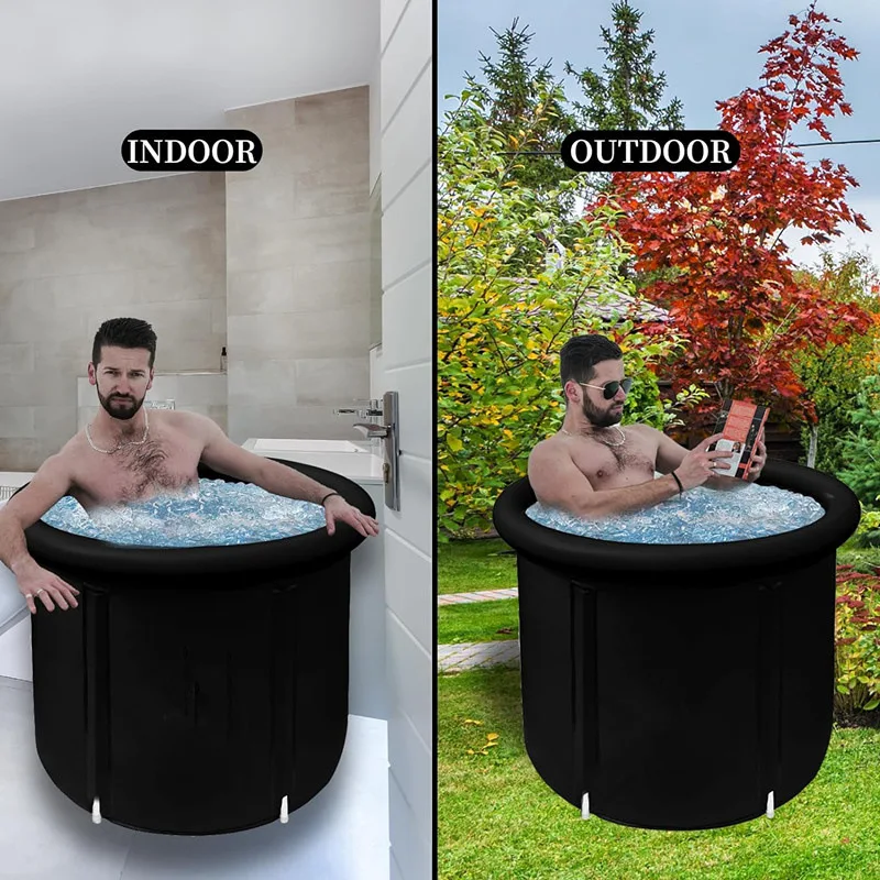 Ice Bathtub The Barrel Body Has 2 Faucets, Can Be Used With Refrigeration Machines Large Size 90x75 Foldable Portable Bucket