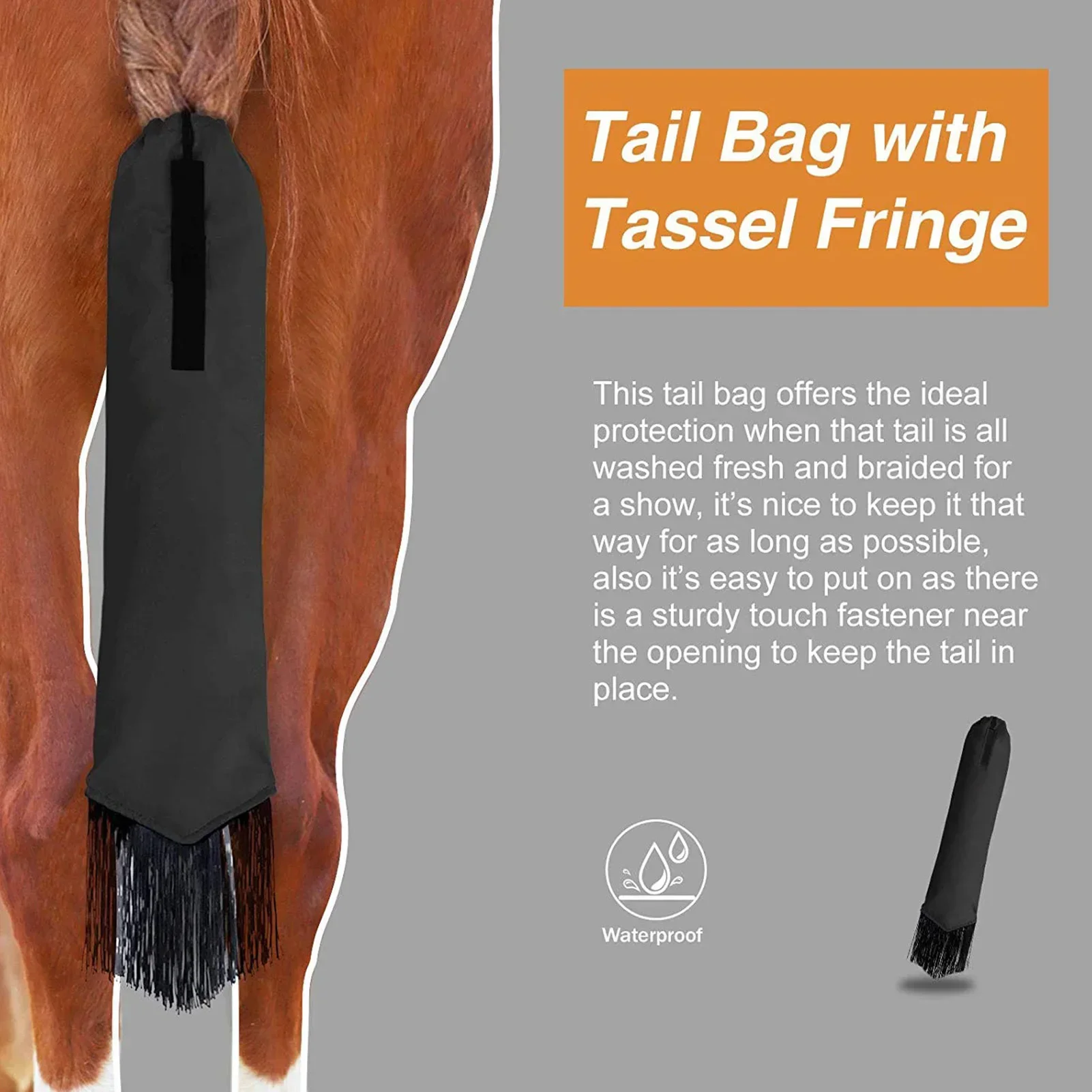 Horse Tail Bag Durable Horse Tail Bag For Horses Waterproof Horse Tails Storage Bags With Fringe Horse Breeding Supplies 4