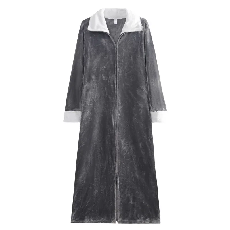 Women Dress Women Sleepwear Silk Robe Sleepwear Pajamas Cotton Bathrobe Women Ultra Long Plus Size Thick Warm Bathrobe Lovers Winter Thermal Flannel Bath Robe Men Robes Pregnant Zipper Dressing Gown