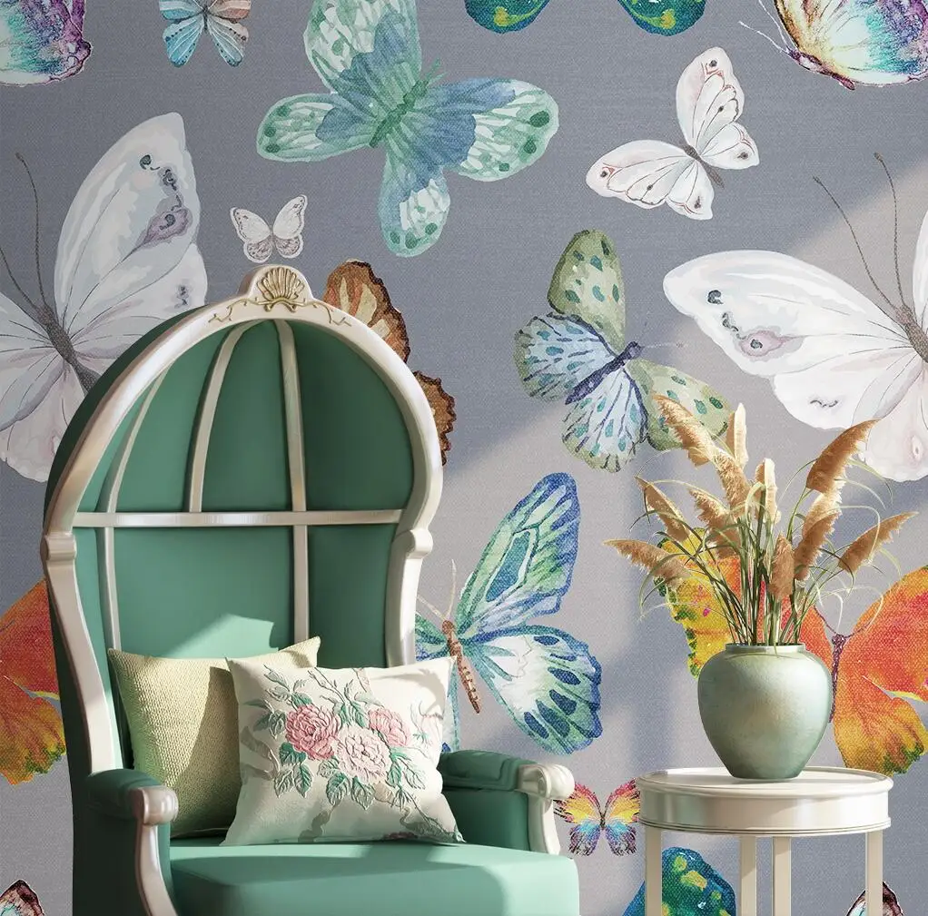

Custom watercolor butterfly Photo Wallpaper Murals Living room decoration Sofa Background wall papers home decor Papel De Parede
