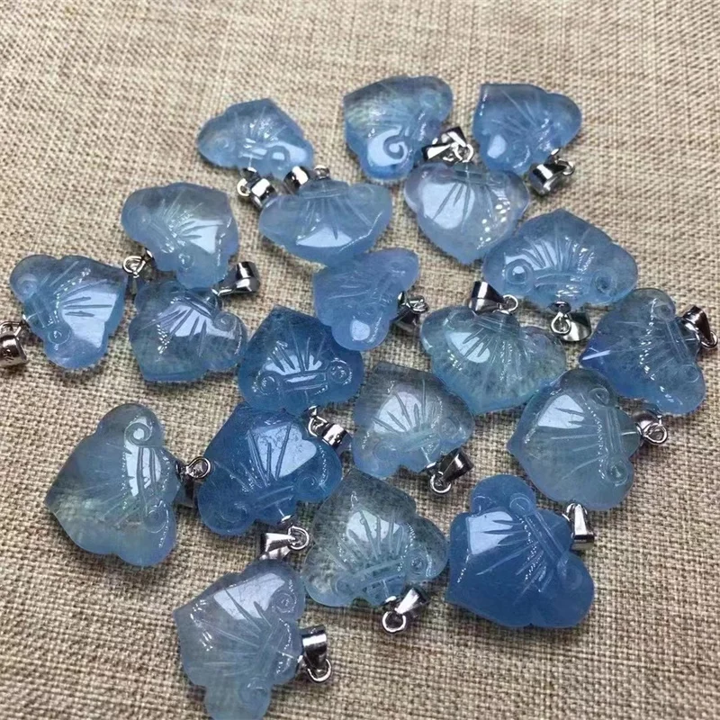 

S925 Natural Aquamarine Pendant Jewelry DIY Necklace Healing Fashion Gift Crystal Beads Reiki Gemstone 1PCS
