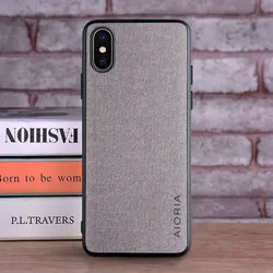 Luxury Textile Leather Skin Phone Case - Soft TPU & Hard PC Cover - iPhone XR (Light Gray)